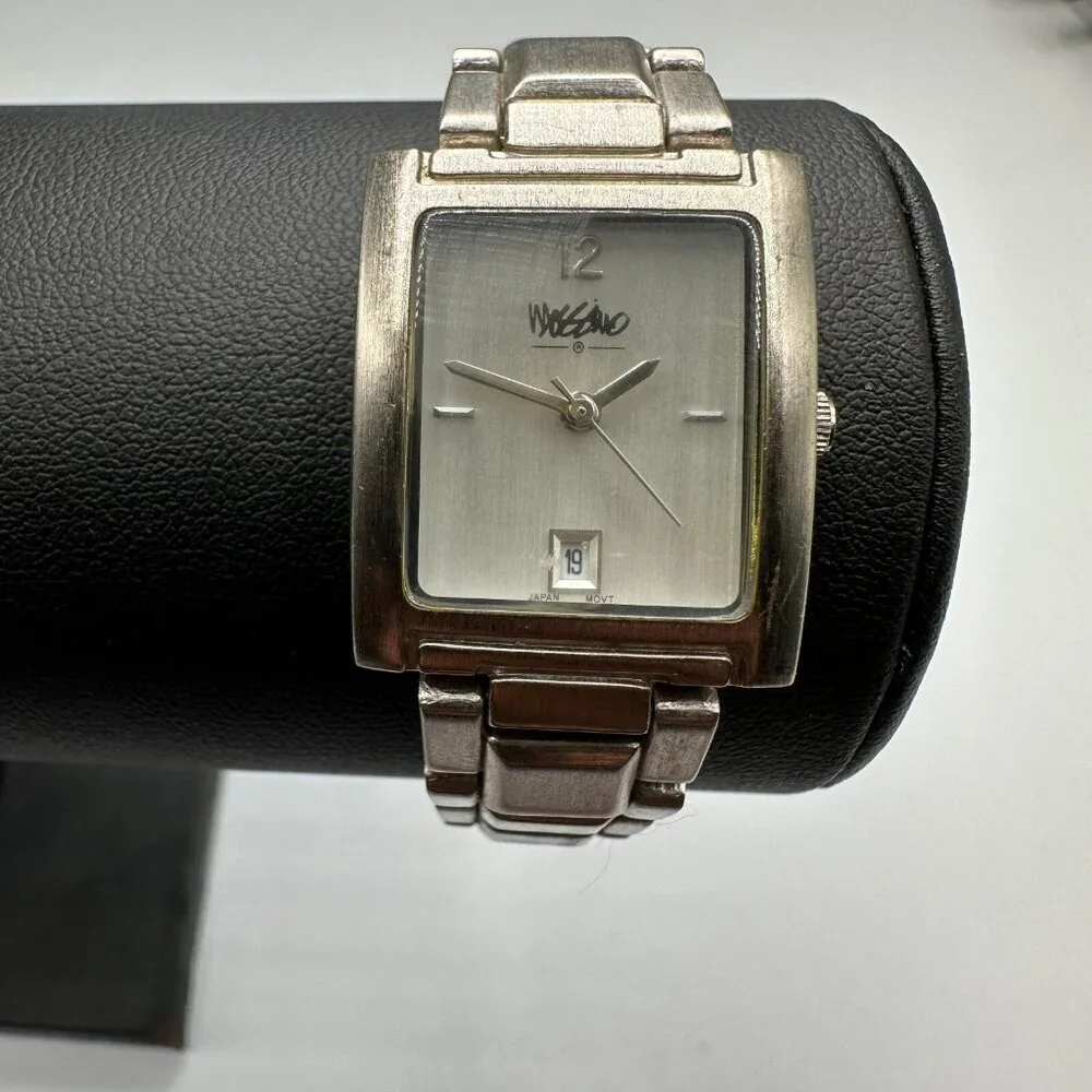 3/$30 Mossimo Watch Women Silver Tone Rectangle Case Date Window 7.5